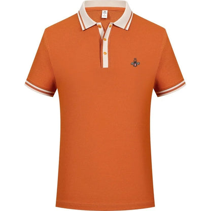100% pure cotton high-end brand men's short sleeve polo shirt 2026 summer luxury fashion bee embroidery golf top casual T-shirt