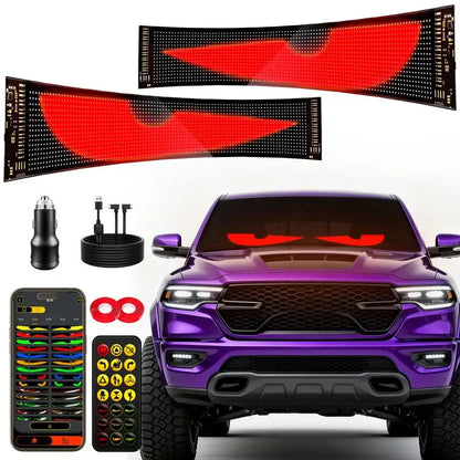APP Remote Control Truck Devil Eye LED Pixel Panel Light 5V/2A DIY Custom Text Lighting Scrolling Foldable For Board Windshield