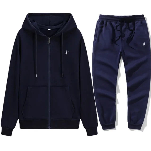 New Men's Autumn and Winter Classic Hoodie and Sweatpants, Suitable for Leisure Fitness, Warm Sports Set