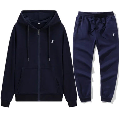 New Men's Autumn and Winter Classic Hoodie and Sweatpants, Suitable for Leisure Fitness, Warm Sports Set