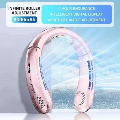 Lenovo Hanging Neck Fan LED Digital Display 8000mAh Portable Bladeless USB Rechargeable Mute Electric Air Cooler