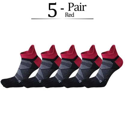 5 Pairs/lot Man Sport 5 Finger Socks Cotton Solid Sweat-Absorbing Breathable Shallow Mouth Fitness Travel Ankle Boat Toe Socks