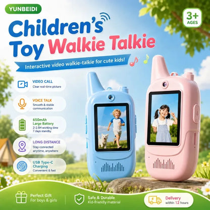 2PCS Kids Video Walkie Talkies HD Video Call Type-C Charging Intercom Toys No SIM Card Indoor Birthday Gift for Boys Girls Age3+