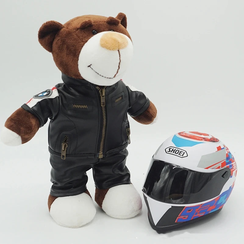 Kawaii helmet and teddy bear motorcycle decorations cute anime filled soft plush toys as gifts for friends during holidays