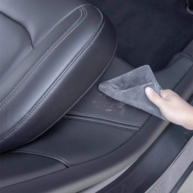 Front Rear Door Sill Protection Pads For Tesla Model Y Juniper Leather Threshold Bumper Strip Guards Anti-kick Pad Accessories