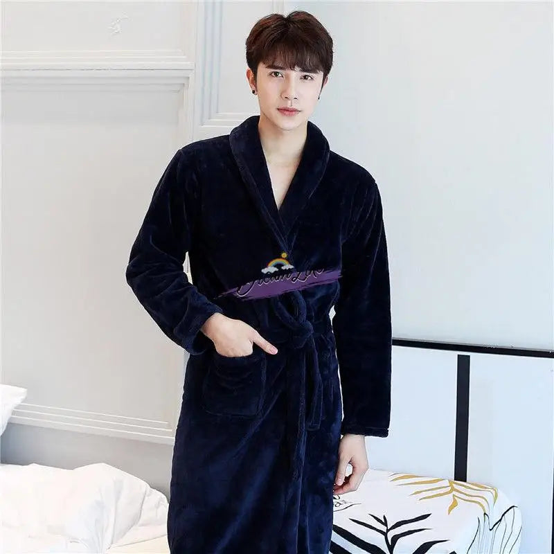 Thiened Long Pajamas Couples Flannel Spwear Coral Fce Home Clothes Men Women Robe Autumn Winter Nightgown Casual Sle