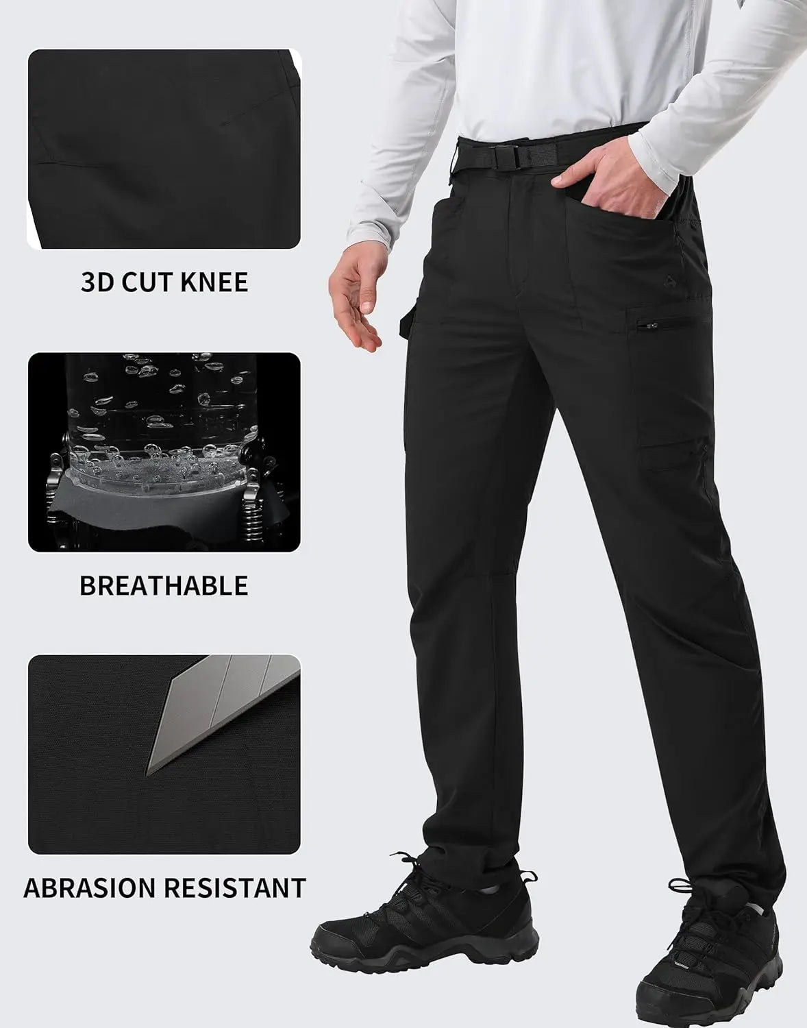 Pioneer Camp Men's Hiking Cargo Pants Lightweight Quick Dry Outdoor Water Resistant Work Tactical Pant for Men Travel Fishing