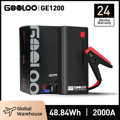 GOOLOO 12V Automotive Car Starting Device 48.84Wh Powerbank External Battery Booster 2000A Super Capacity Motorcycle Jump Start
