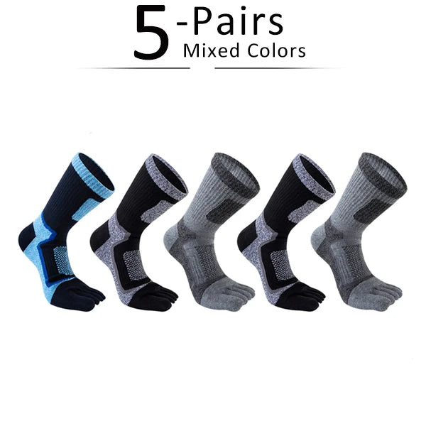 1/5 Pairs Five Toe Socks For Men Thick Compression Mesh Breathable Sport Short Socks For Running Basketball Bike Fitness Outdoor
