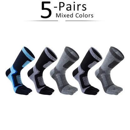 1/5 Pairs Five Toe Socks For Men Thick Compression Mesh Breathable Sport Short Socks For Running Basketball Bike Fitness Outdoor