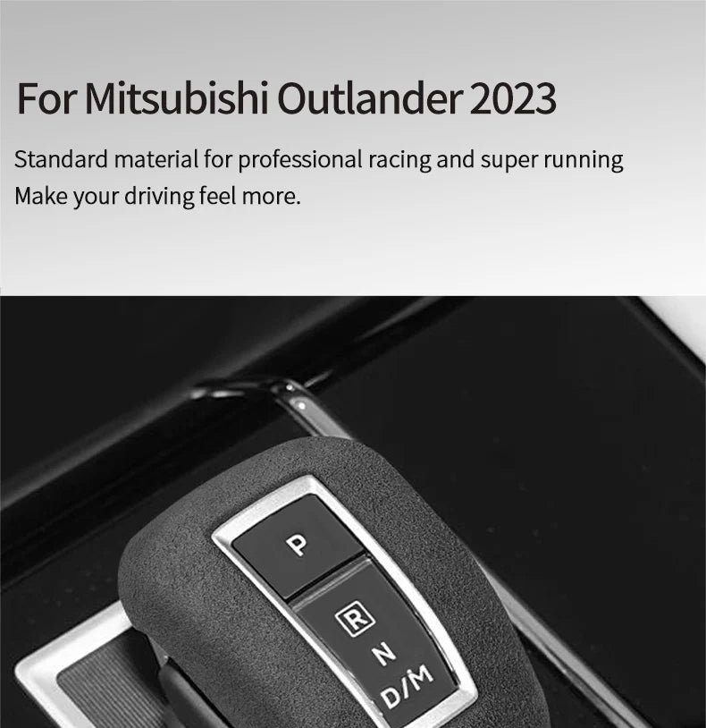 Made of Alcantara For Mitsubishi Outlander 2023 Car Gear Shift Boot Cover Trim Sticker Anti Scratch Interior Tuning Accessories