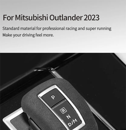 Made of Alcantara For Mitsubishi Outlander 2023 Car Gear Shift Boot Cover Trim Sticker Anti Scratch Interior Tuning Accessories