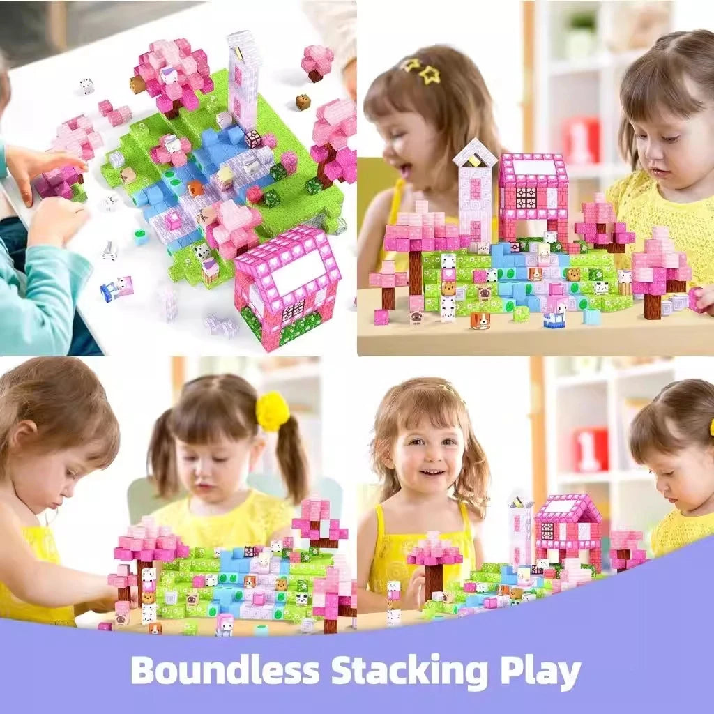 Magnetic Building Blocks Mine World Magnet Cube for Stacking Construction Set Educate Sensory Toys Kids Boys Girls Ages 160PCS