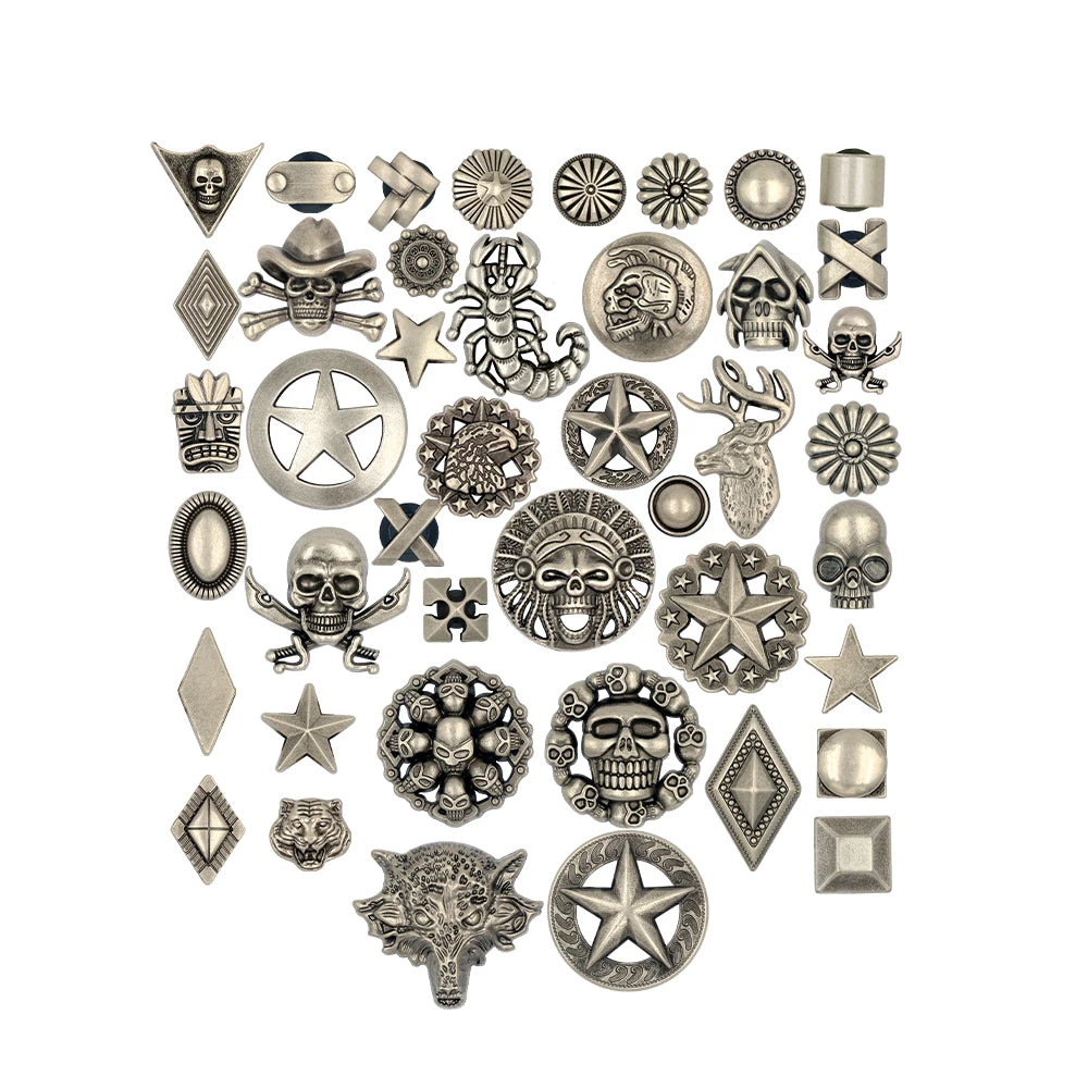 43 Pcs Metal Accessories Shoes Charms Vintage Clogs Adornos Shoe Украшения Крокросы DIY Silvery Breloque Enfant Holiday Gift