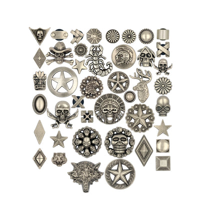 43 Pcs Metal Accessories Shoes Charms Vintage Clogs Adornos Shoe Украшения Крокросы DIY Silvery Breloque Enfant Holiday Gift