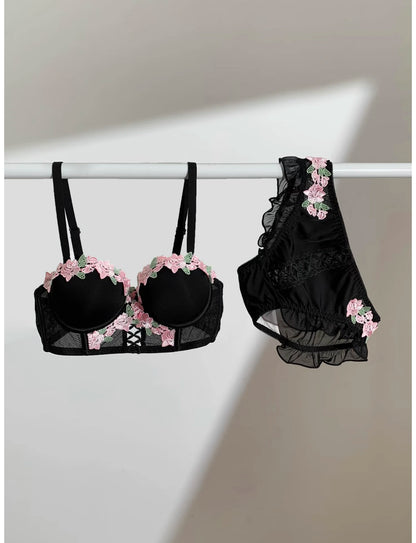 MOYISU Tushy Viral Cute Bralette Wireless Summer Bra for Teens, Anti Sagging Small Chest No Underwire Kawaii Style Lingerie Set