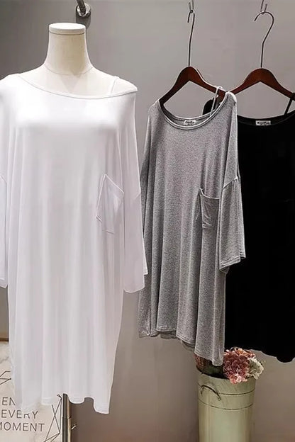 Good Girl Teenage Modal Mid-Length T-Shirt Dress Nightgown Loose Short-Sleeve round Neck Summer Women's Fashion Comfortable S...