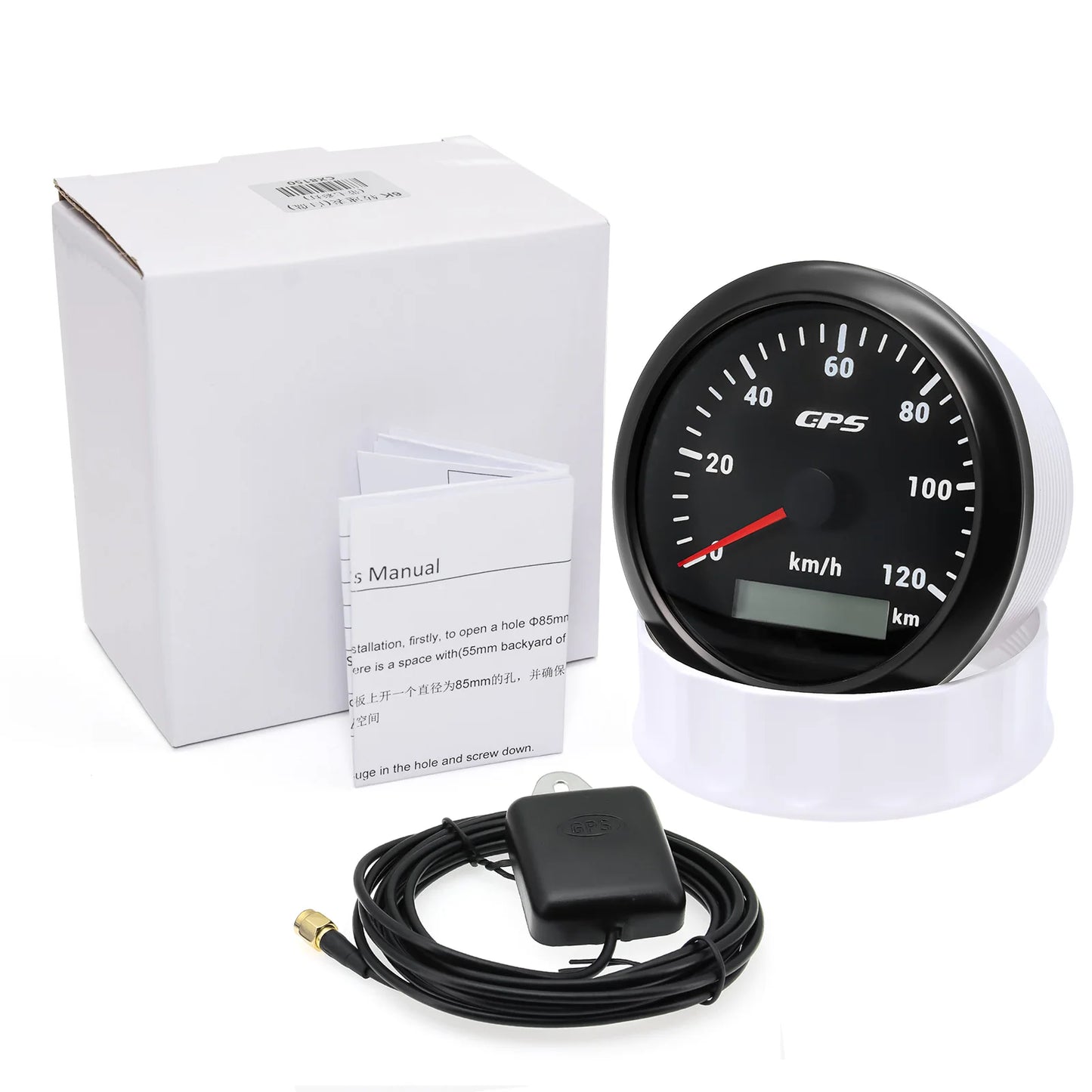 7 Color LED  30/60/80/120/200KMH 85MM GPS Speedometer Gauge with GPS Antenna For Motorcycle Boat Car Truck Speed Gauge 9-32V