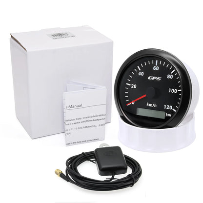 7 Color LED  30/60/80/120/200KMH 85MM GPS Speedometer Gauge with GPS Antenna For Motorcycle Boat Car Truck Speed Gauge 9-32V