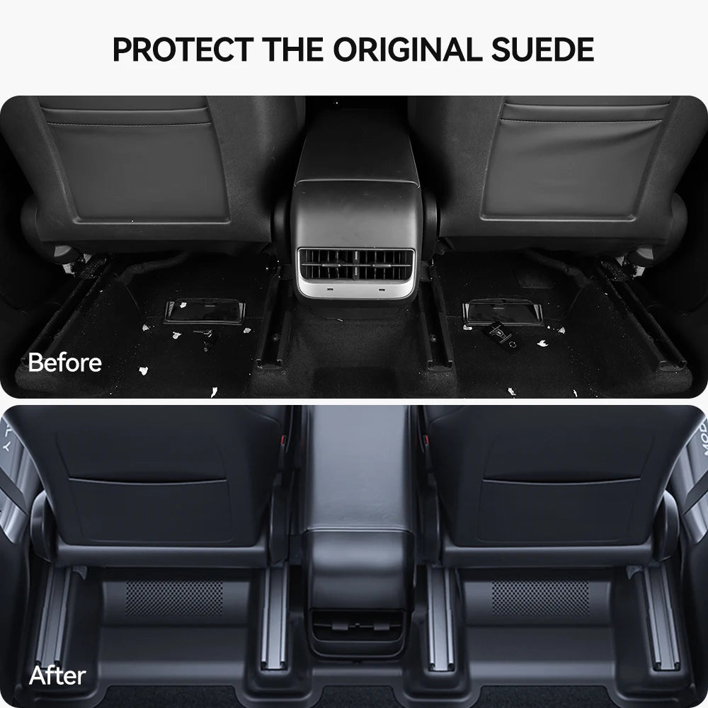 YZ For Tesla Model Y Juniper 2021-2025 TPE PP Under Seat Corner Guard Seat Slide Rails Protector Cover Anti-Kick Decor Flocking