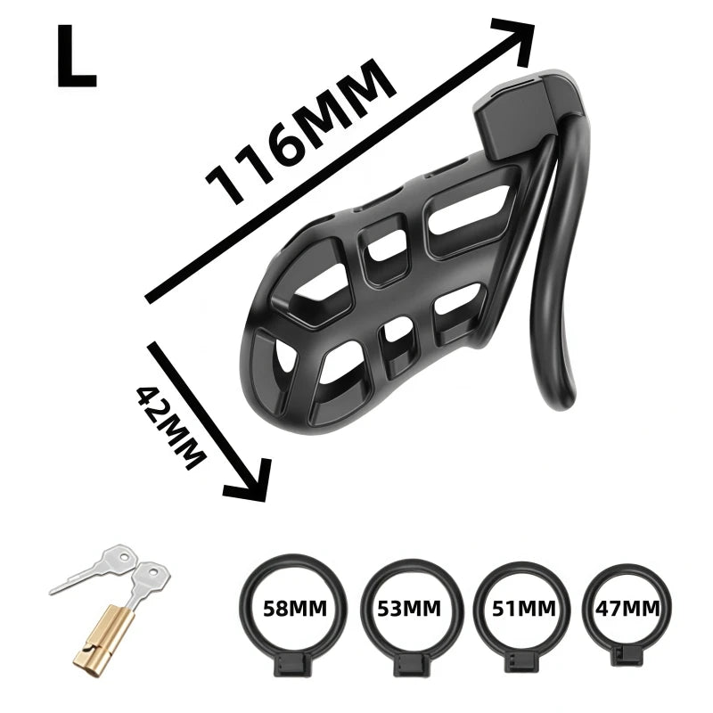 Male Chastity Cage Penis Lock Resin Chastity Breathable Cock Ring with 4 Rings Penis Fetish Restraint Sexy Adult Toys for Men