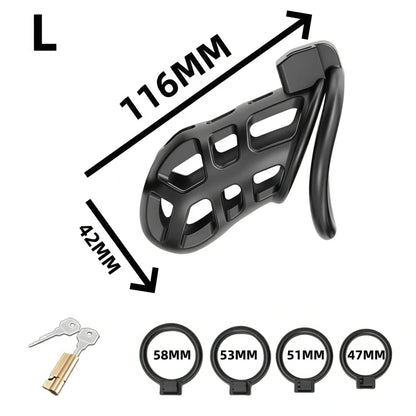 Male Chastity Cage Penis Lock Resin Chastity Breathable Cock Ring with 4 Rings Penis Fetish Restraint Sexy Adult Toys for Men