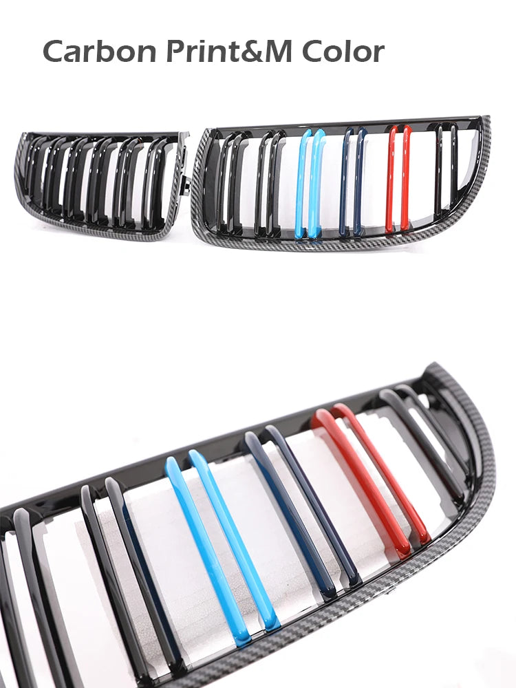 Carbon Fiber Chrome M Color Chrome Gloss Matte Black Grille Kidney Grill For BMW 3 Series E90 E91 Pre-Facelift 2005-2008 320 330