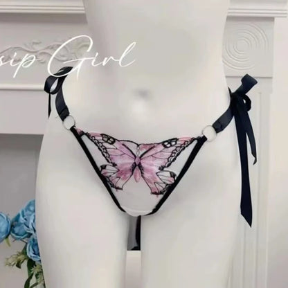 Ultra-Thin Sexy Lace Sheer Lingerie Set For Women French Butterfly Embroidery Push Up Bra Soft Underwire Support Date Night Wear