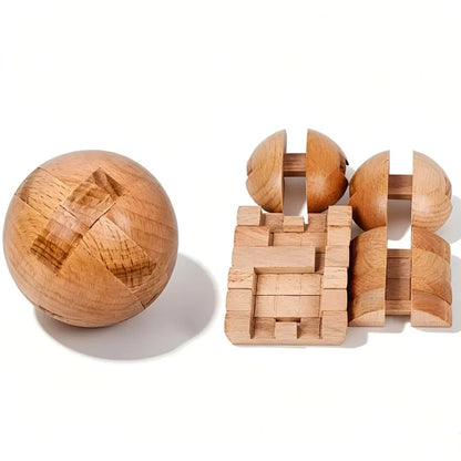 Classic Wooden Puzzle Ball Magic Brain Teasers Assembly Interlocking Toys IQ Logic Mind Challenge Games for Adults & Kids