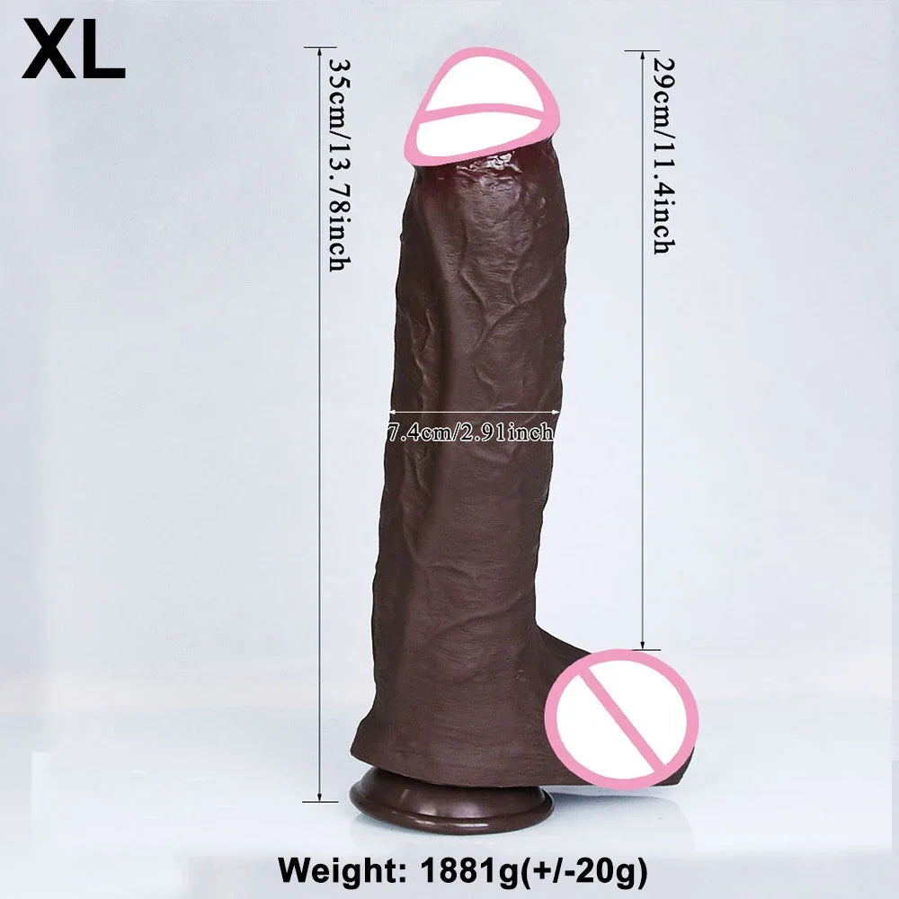 Realistic Soft Big Black Dildo Double Silicone Suction Cup Penis Female Vaginal Masturbation Cock Woman Man Anal Adult Sex Toy