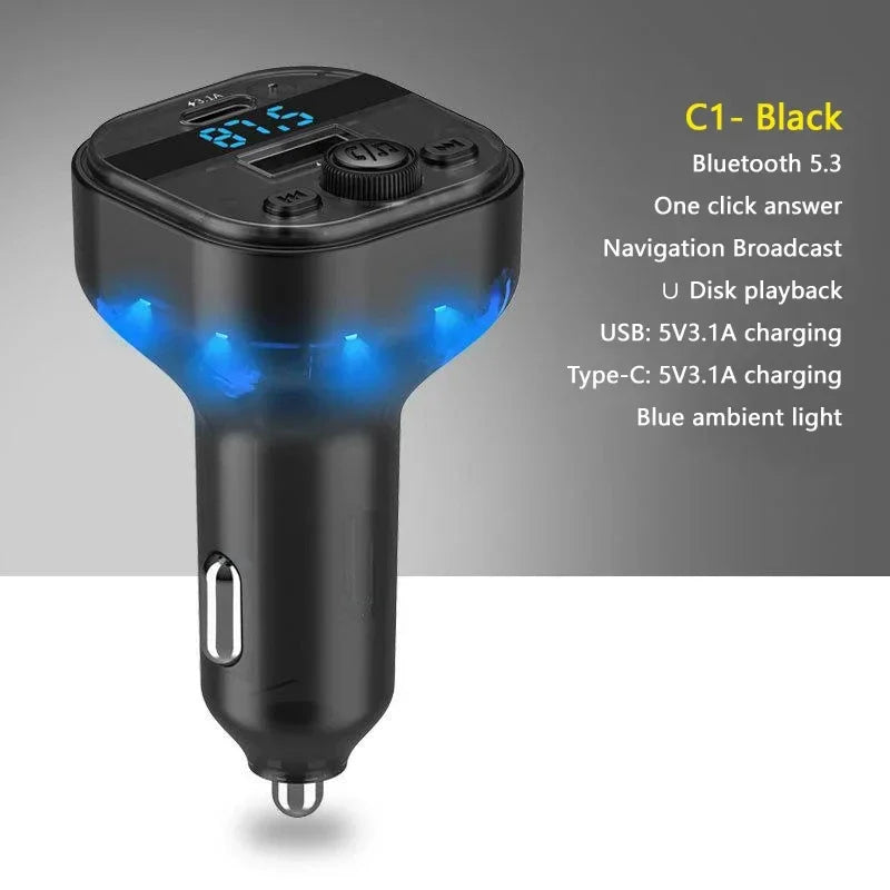 Best FM Transmitter Bluetooth 5.3 Hands-Free Car AUX Radio Modulator MP3 Player with Fast Charging Adapter Auto Accessories New