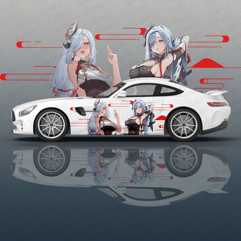 Shenhe Genshin Impact animal Car Decal Protective Film Vinyl Racing Side Graphics Wrap Accessories Spray Paint auto Stickers