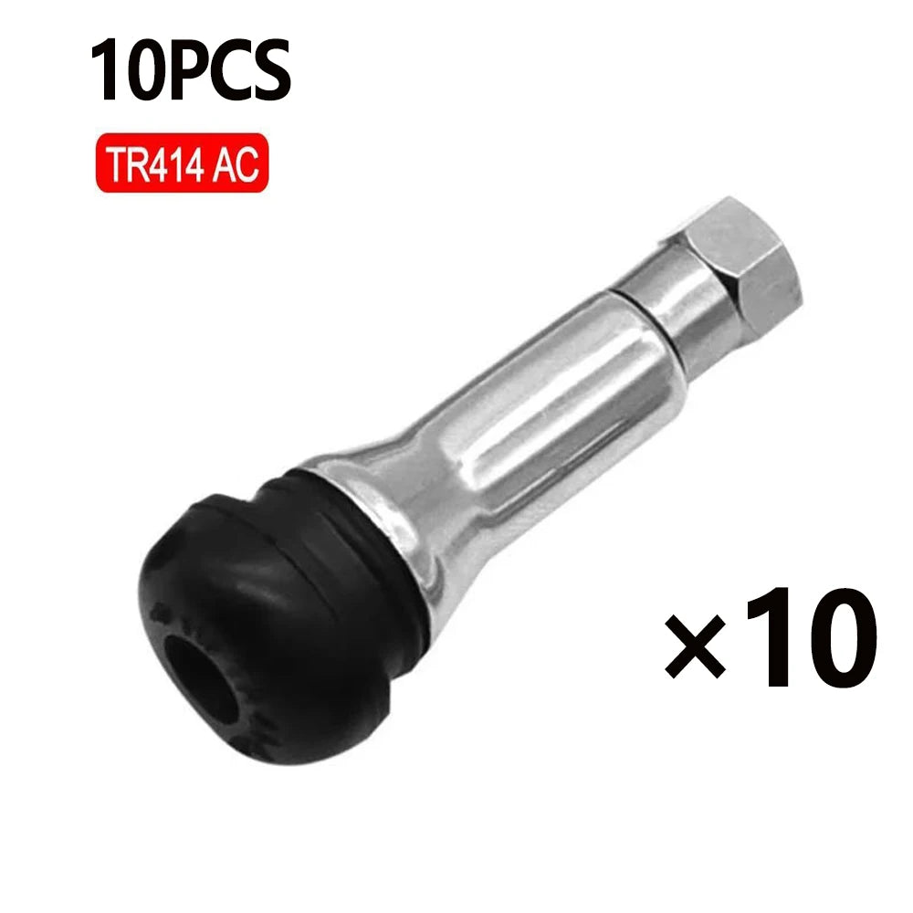 TR413/414 Chrome Aluminium Tubeless Tyre Valve Stem Cap Snap in Wheel Tire Valve Core Stems Rubber Dustproof Cover