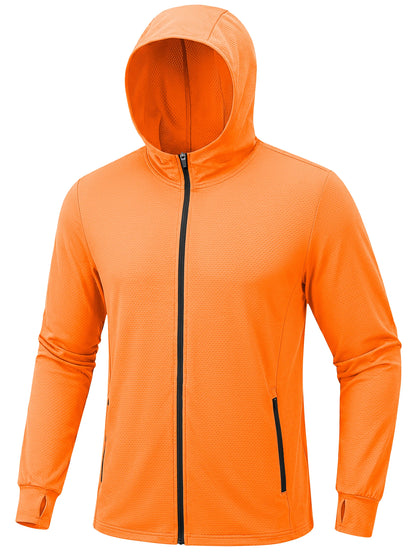 TACVASEN Men's Full Zip UPF 50+ Sun Protection Jacket, Lightweight Hooded Fishing Shirt with 4 Pockets & Thumbholes, Breathable