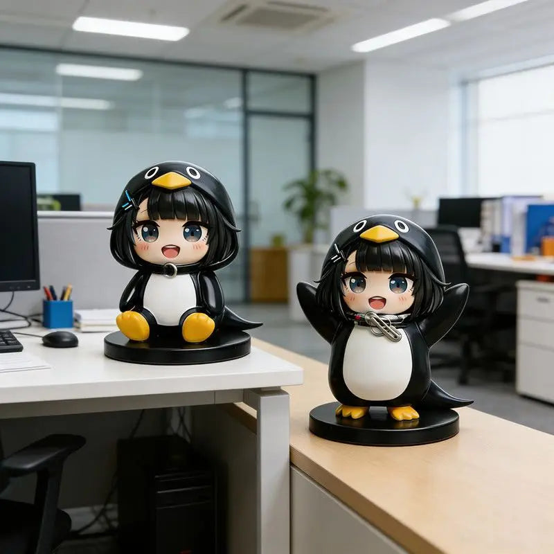 Guguga Little Penguin PVC Figure Cute Car Dashboard Decor Anime Collection Birthday Gift Kawaii Office Desk Toy Home Decor