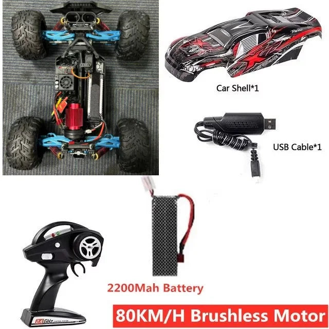 1:10 Professional Brushless 4WD RC Racing Drift Car 80KM/H All-terrain Off-road 2.3KG Steering Gear Alloy Frame RC Buggy Model