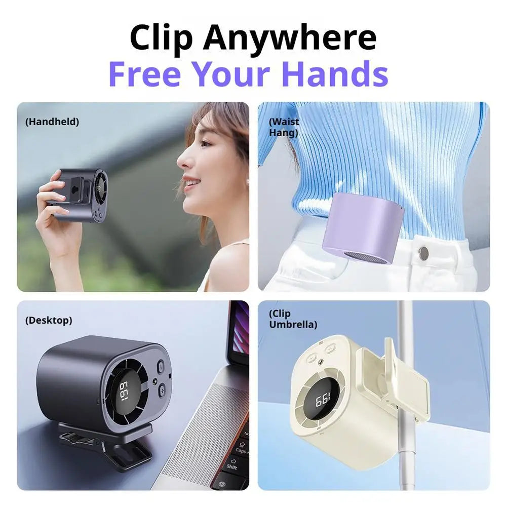 LED Digital Display Cooling Function Car Clip-on Mini Fan Portable Car Electric Fan USB Charging Mute Powerful Airflow Clip Fan