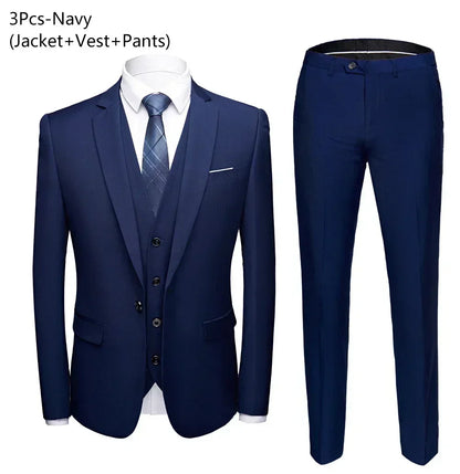 Suit Men Elegant For Wedding 3 Pieces 2 Set Jackets Vest Pants Blazers Groom's Formal Full Business Coats 2025 Costume