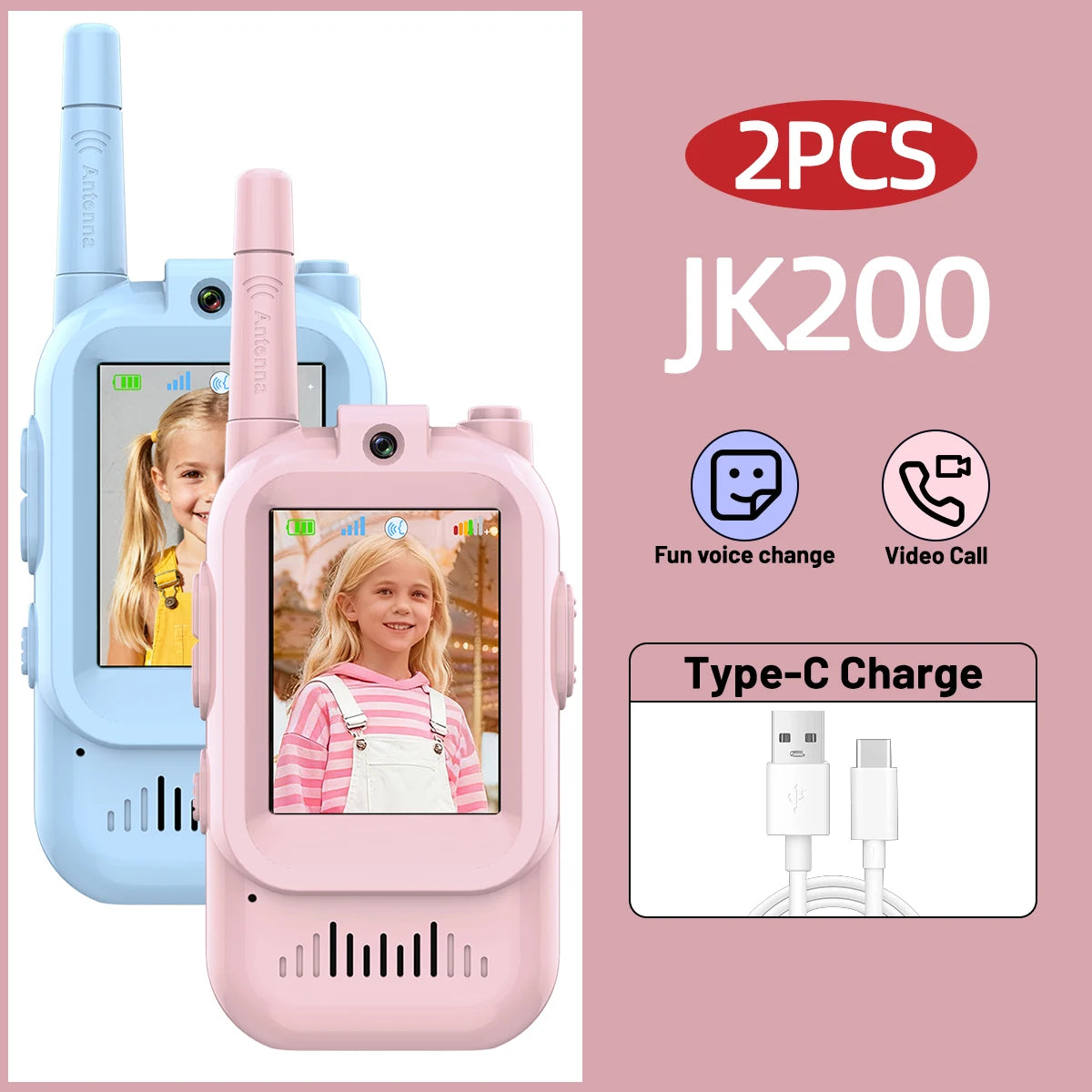 Lastest Video Walkie Talkies for Kids Upgrade JK300 JK200 Toddler Toys Indoor Camping Birthday Chirstmas Gifts for Kids Age 3-12