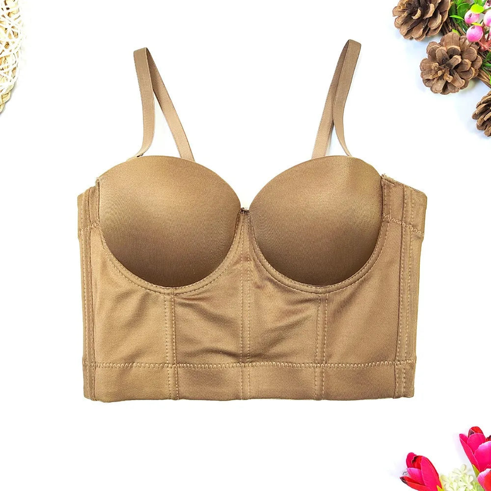 SXTHAENOO Summer 8 colors Fashion Mesh Push Up Bralet Women's Corset Simple Bustier Bra Night Club Party Sexy Cropped Top Vest