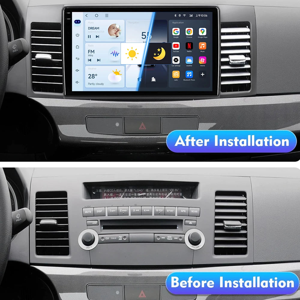 JIUYIN 10.1" Android 15 Car Radio For Mitsubishi Lancer 2007 - 2017 CarPlay Android Auto GPS 4G Multimedia Stereo Navigation