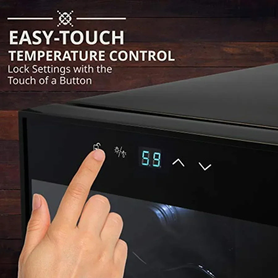 12 Bottle Compressor Wine Cooler Refrigerator w/Lock Freestanding Wine Cellar for Red, White, Champagne, Sparkling Stainless St