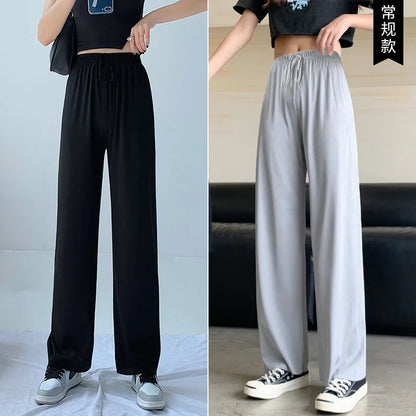 Slimming High Waist Ice Silk Wide Leg Pants for Pear aped Women Casual Summer orts plus Size  pe Comfortable Trousers