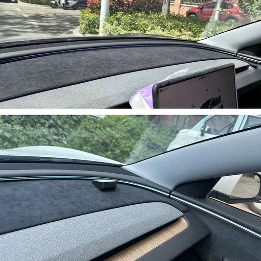 For Tesla Model 3 Y Juniper Highland Dashboard Cover Pad Suede Sunshade Protector Anti-UV Dash Mat Non-slip Pads Car Accessories