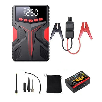 Car Jump Starter & Tire Inflator 2-in-1, Heavy Duty Battery Booster with Power Bank for 12V Petrol/Diesel Vehicles