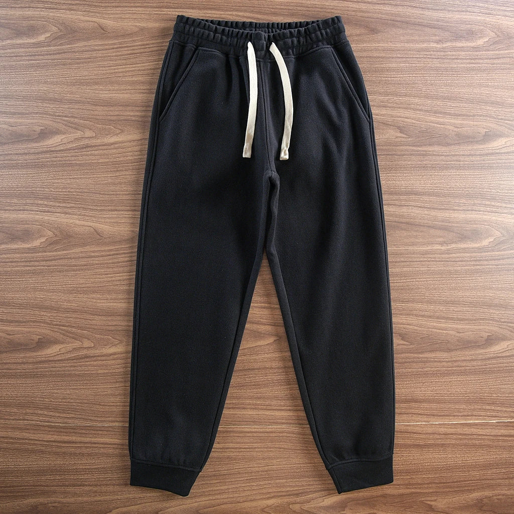 Autumn Winter New American Retro Thick Knitted Sweatpants Men's Simple Elastic Waist Drawstring Sport Casual Ankle-tied Pants
