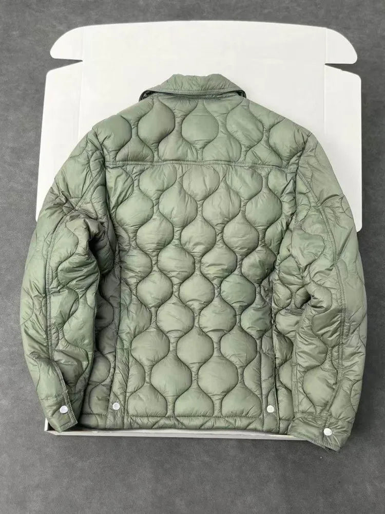 Autumn Winter Mens Parkas Single Breasted Warm Comfortable Windproof Nylon Padded Jacket Turndown Collar Casual Outerwear Male
