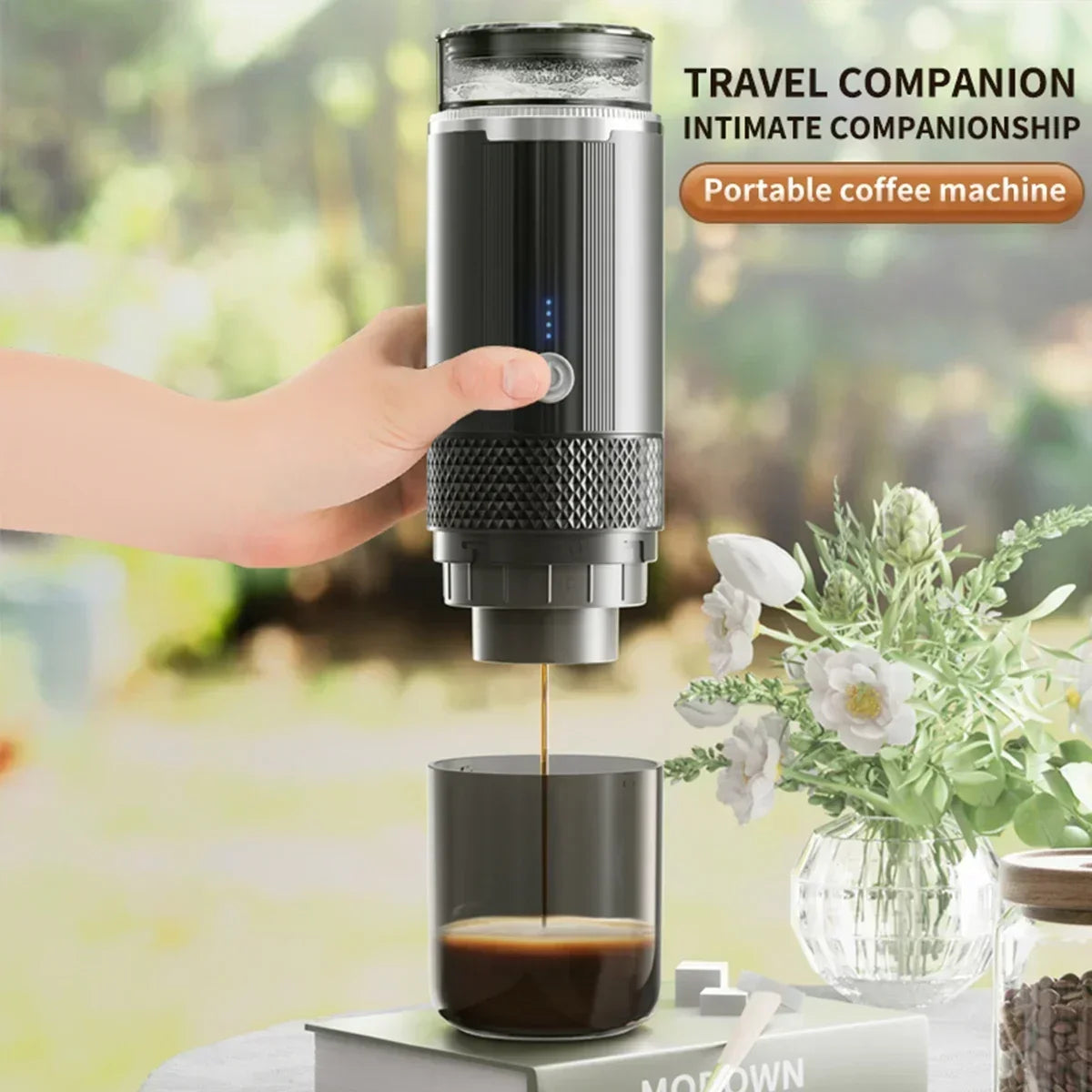 Electric Capsule Grind-and-Brew Coffee Maker Portable Coffee Maker Compatible with Ground Coffee and K-Cup Pods
