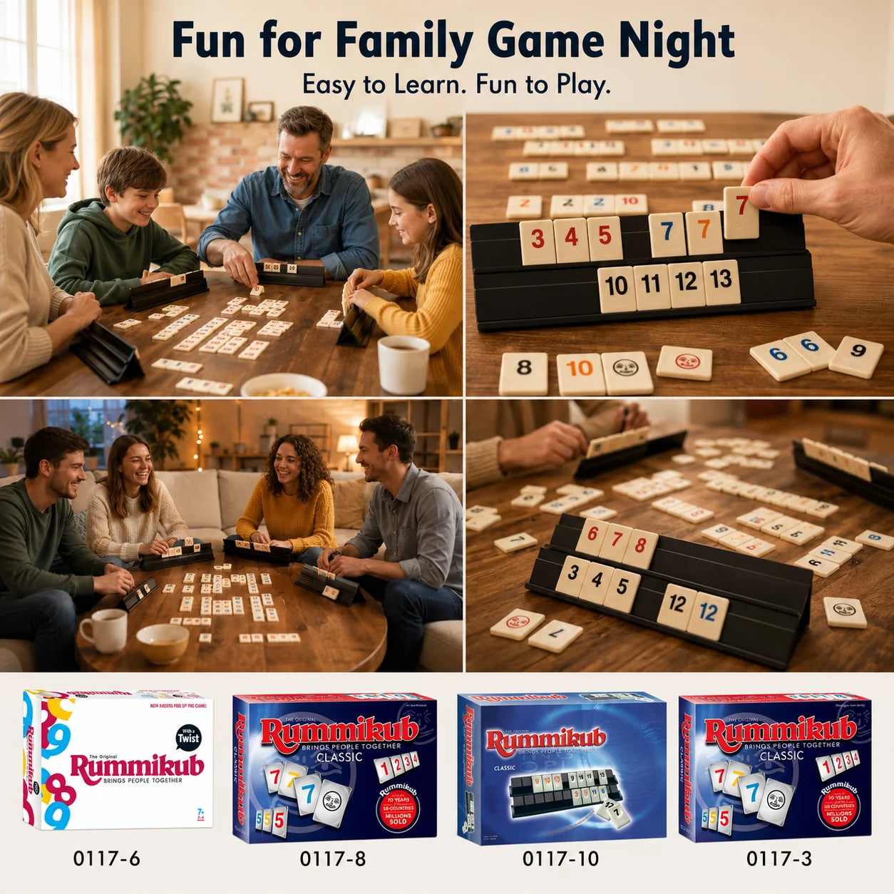 Number Tile Board Game, Classic Strategy Matching Game with Racks and Tiles for Family Game Night, English Version