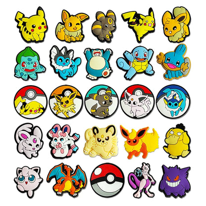25-72Pcs Potdemiel Pokemon Series Shoe Charms For Slides Clog Sandals Shoes Decorations Accessories For Christmas Birthday Gifts